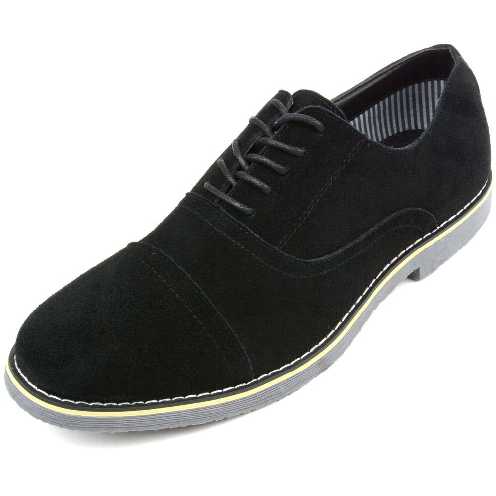Alpine Swiss Aston Suede Leather Dress Men's Size 10 Black Cap Toe Lace Up